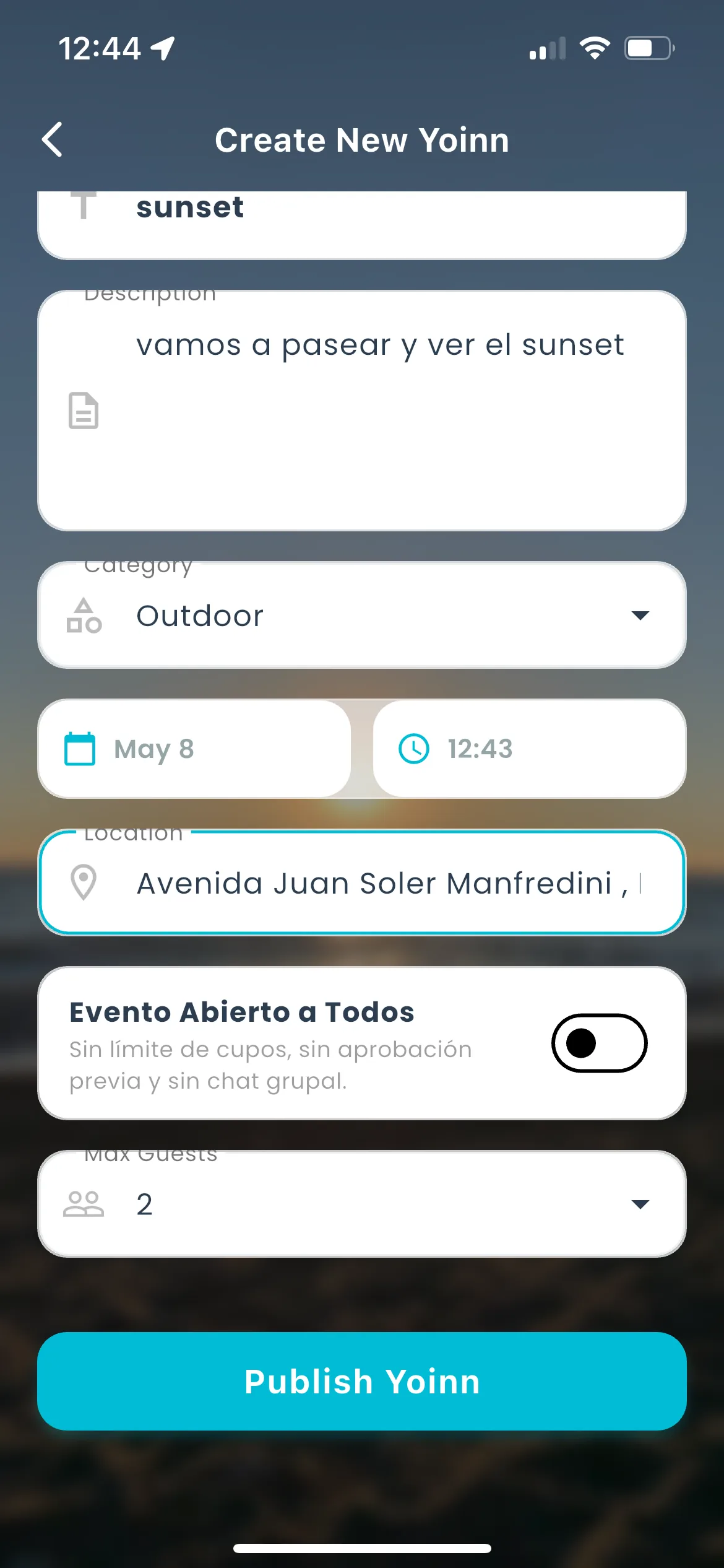 Crear una actividad en Yoinn